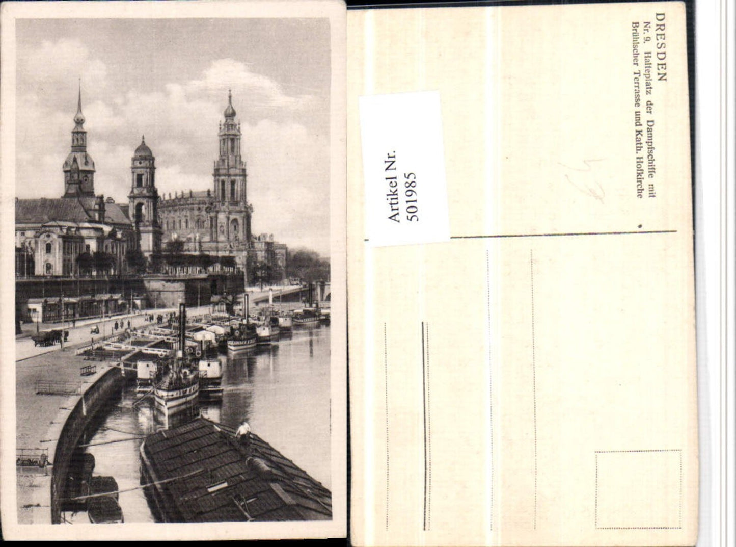 501985,Dresden Dampfer-Anlegestelle m. Brühlscher Terrasse u. Kirche