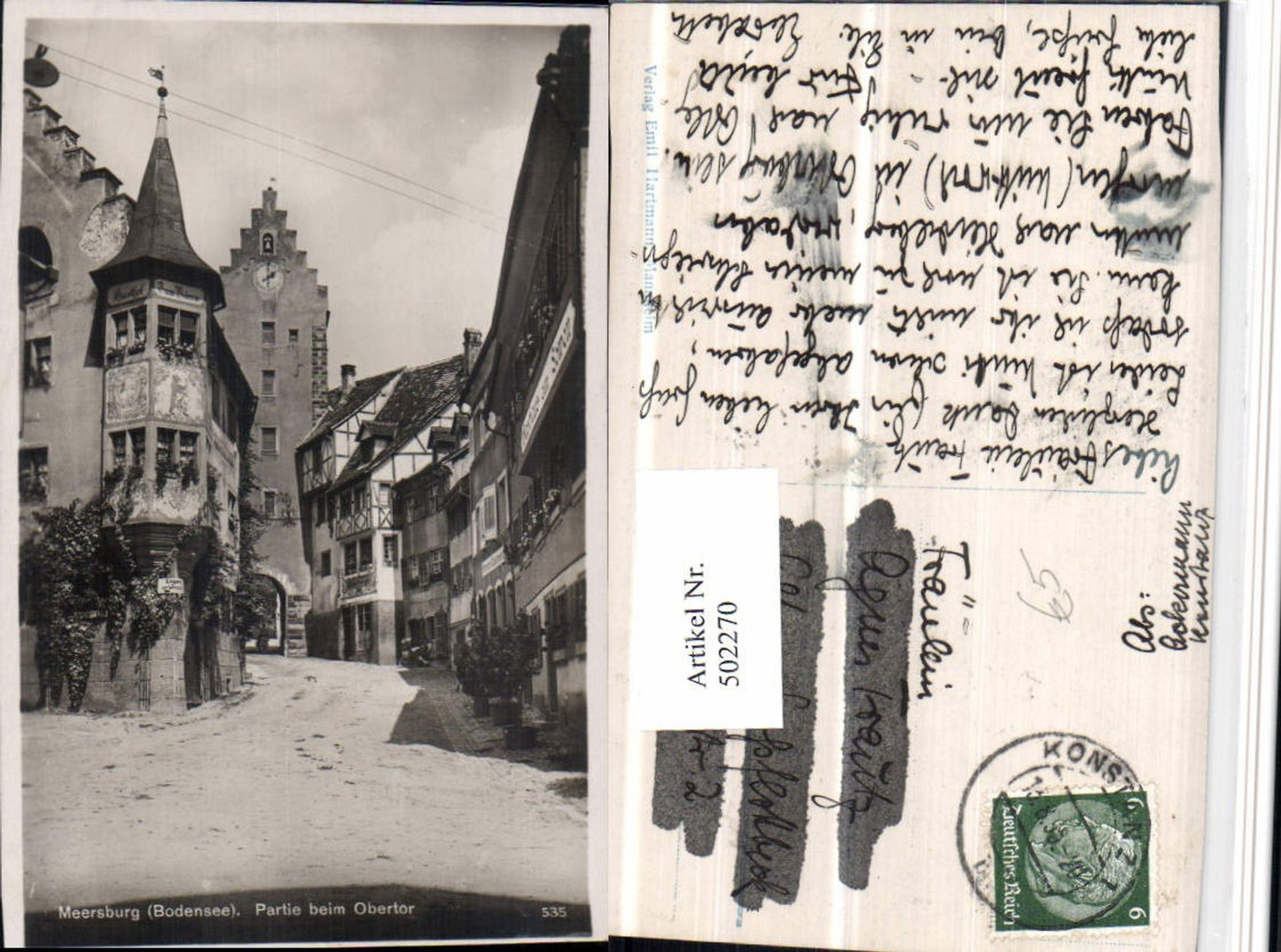 502270,Meersburg am Bodensee Partie beim Obertor Tor Erker Straßenansicht