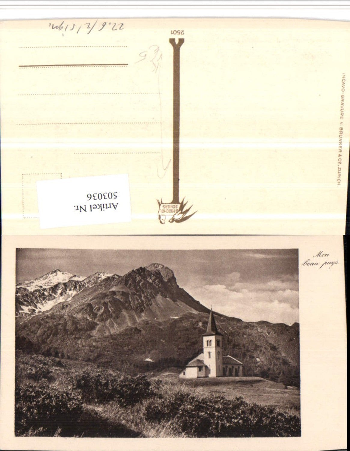 503036,Fotokunst D. Mischol Schiers 2501 Mon beau pays Kirche Bergkulisse