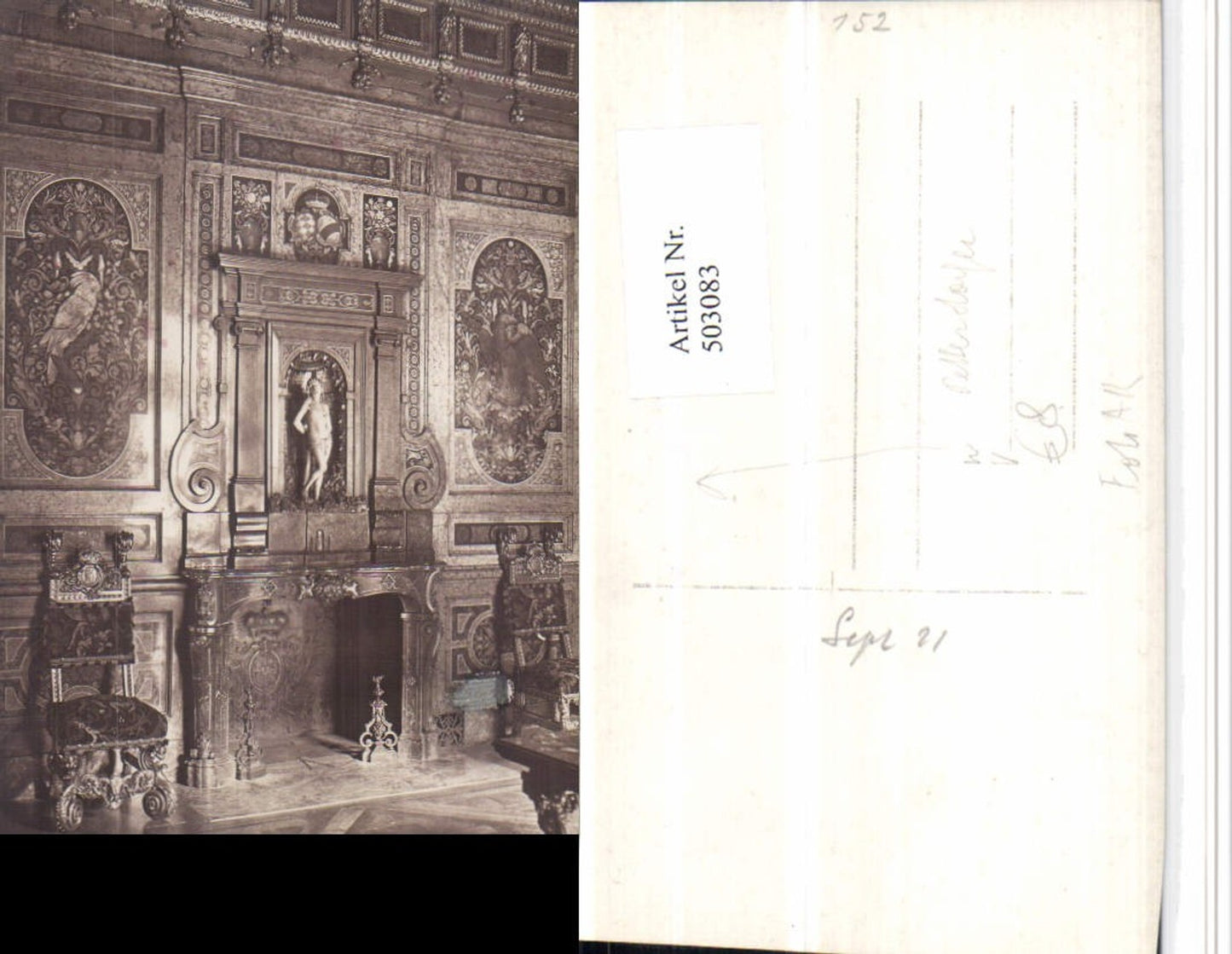 503083,Fotokunst G. Pettendorfer München Schloss Ansbach Kamin Stuhl