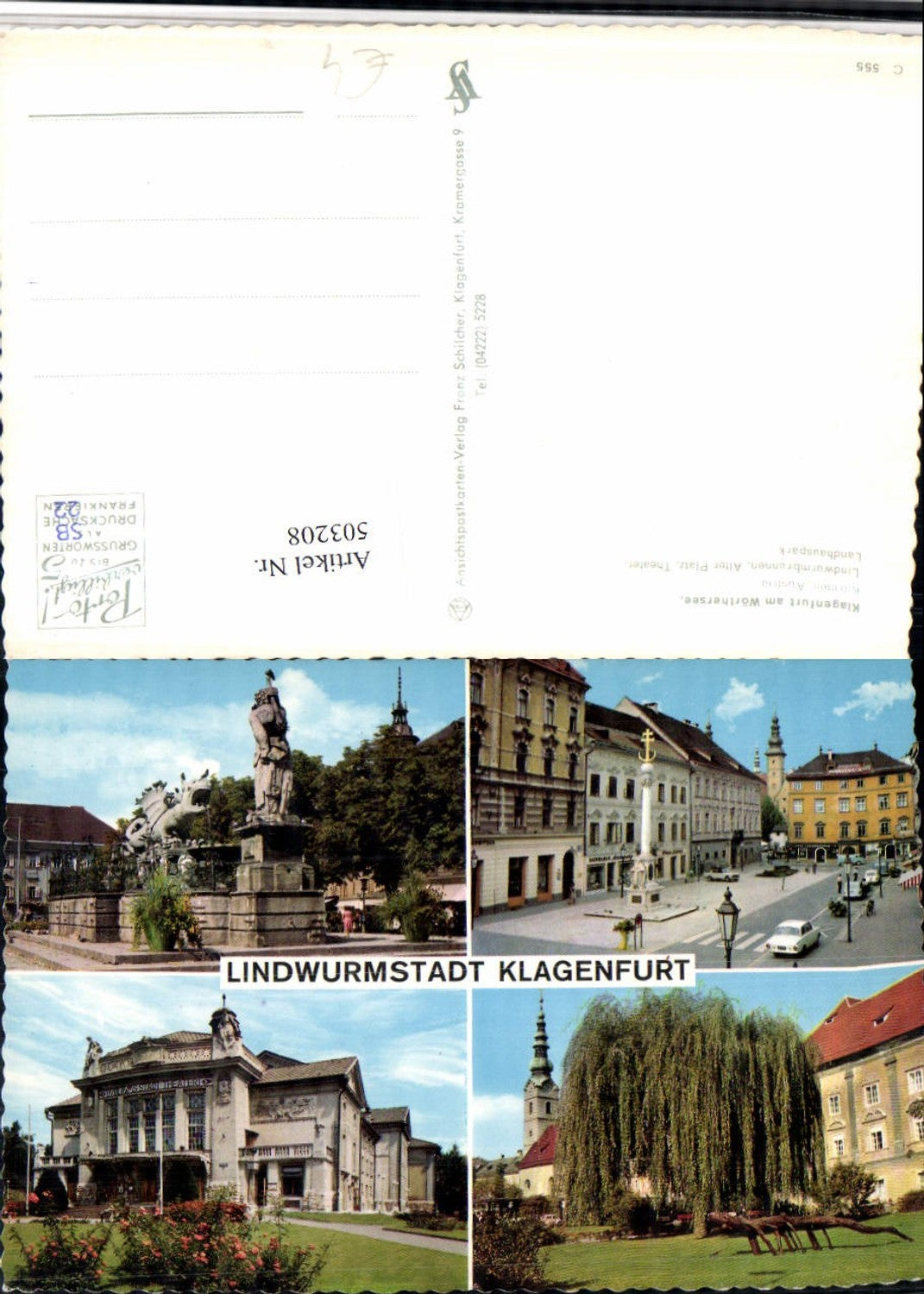 503208,Klagenfurt am Wörthersee Lindwurm-Brunnen Theater Park Mehrbildkarte