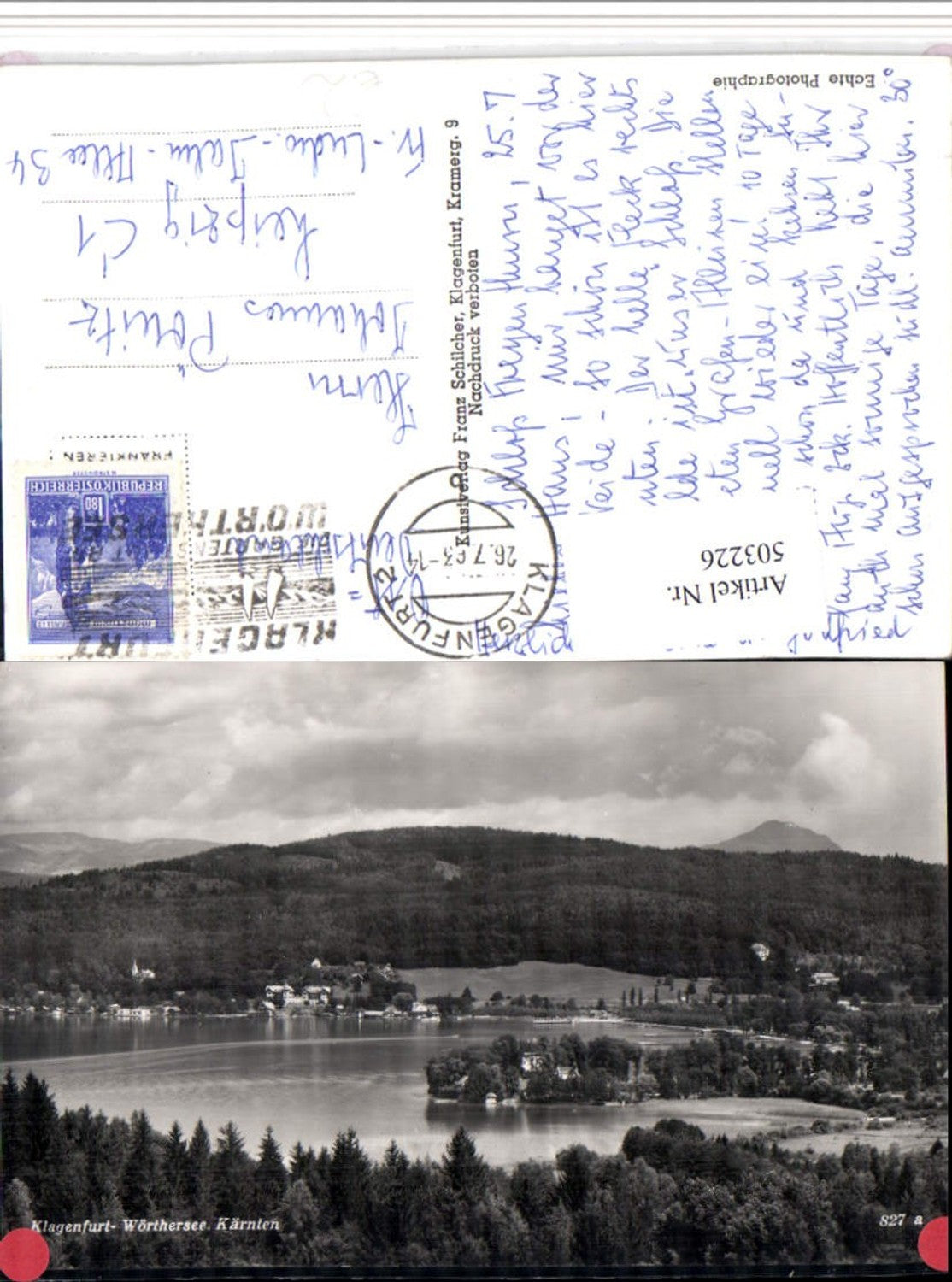 503226,Klagenfurt am Wörthersee Teilansicht pub F. Schilcher 827a
