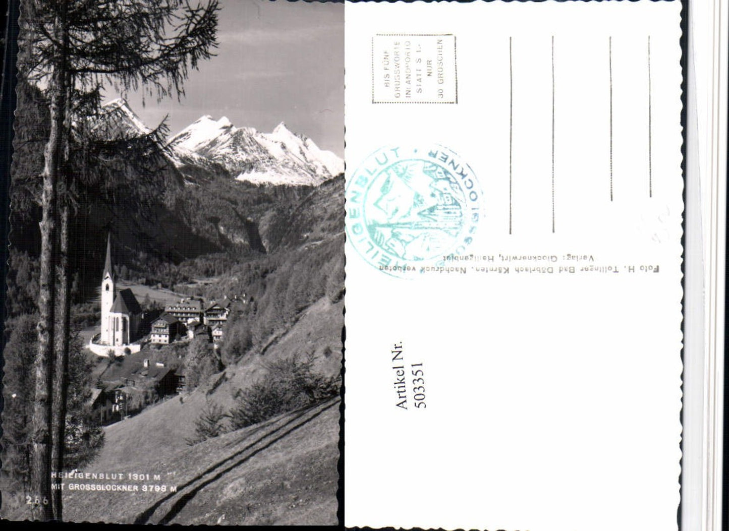 503351,Heiligenblut Totale Kirche m. Großglockner Bergkulisse