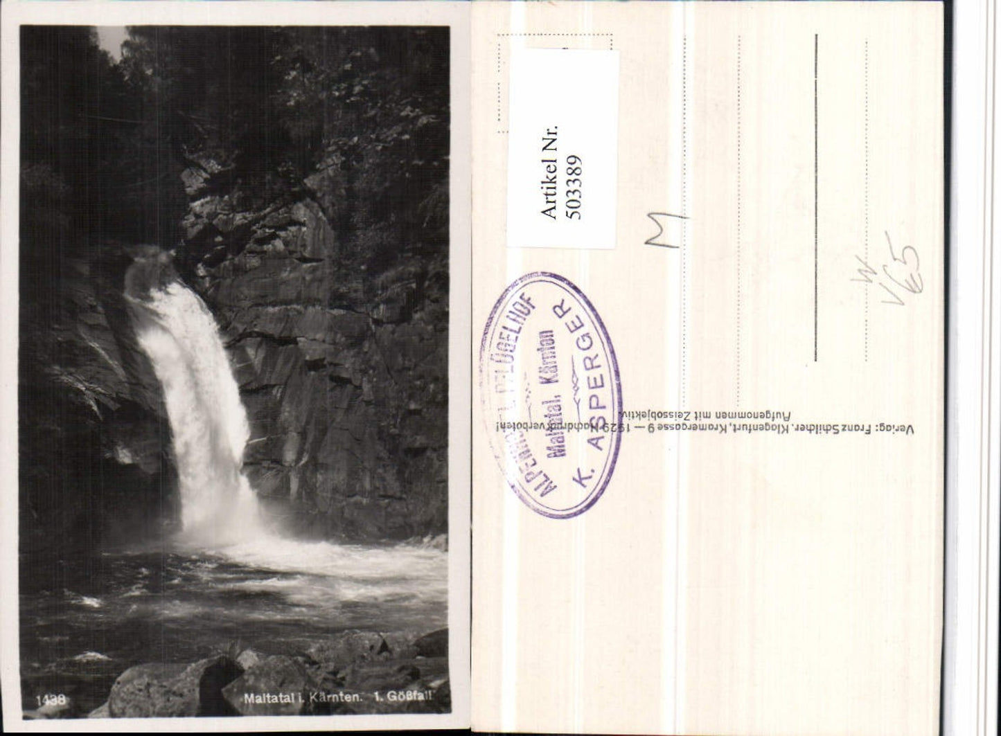 503389,Maltatal b. Malta Gößfall Wasserfall pub F. Schilcher 1438