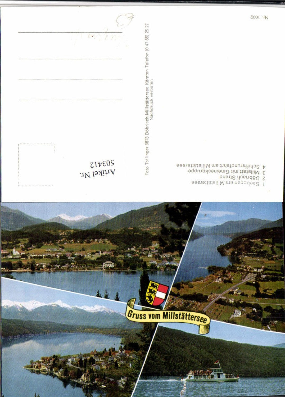 503412,Millstättersee Millstatt Döbriach Seeboden Fliegeraufnahme Mehrbildkarte