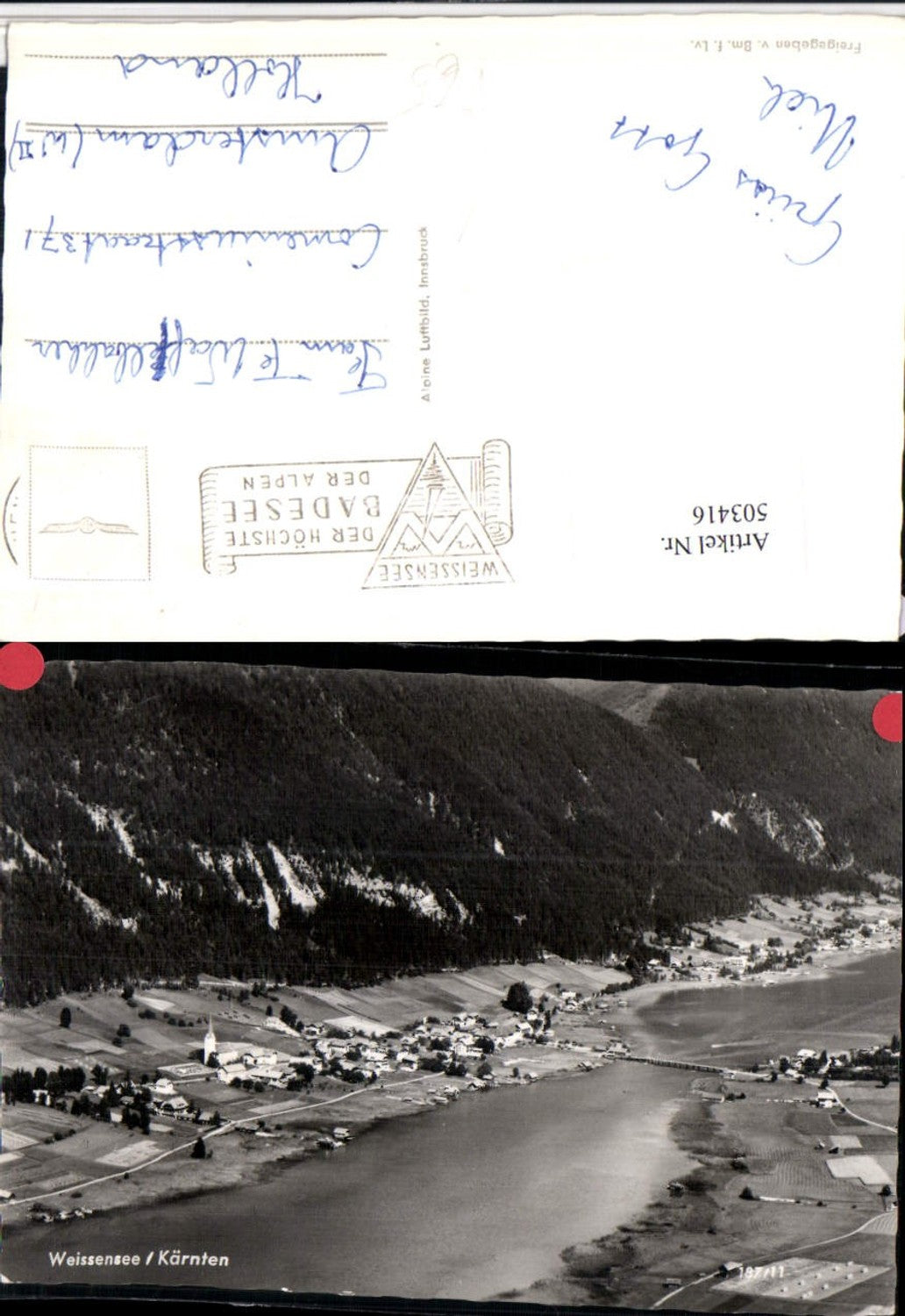 503416,Weißensee Totale pub Alpine Luftbild