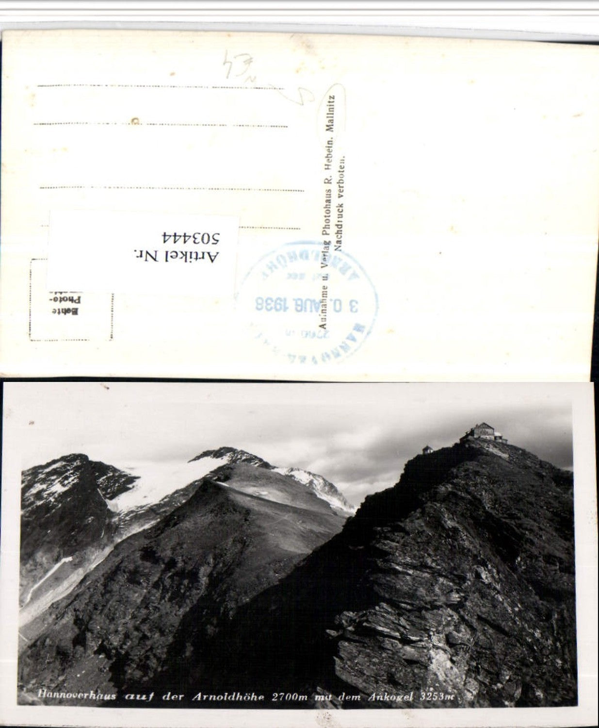 503444,Hannoverhaus auf d. Arnoldhöhe b. Mallnitz Bergkulisse