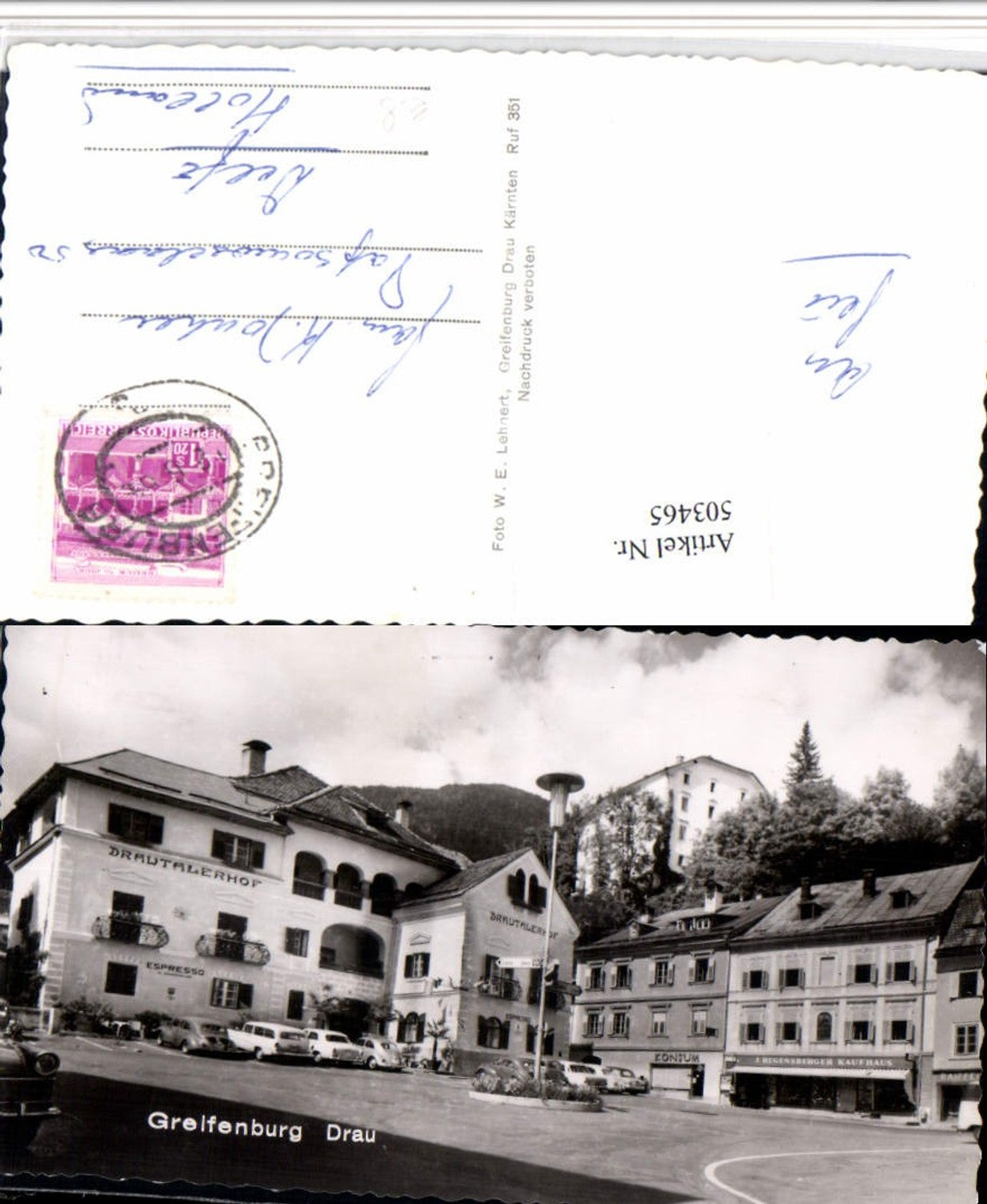 503465,Greifenburg an d. Drau Hauptplatz Drautalerhof VW-Käfer