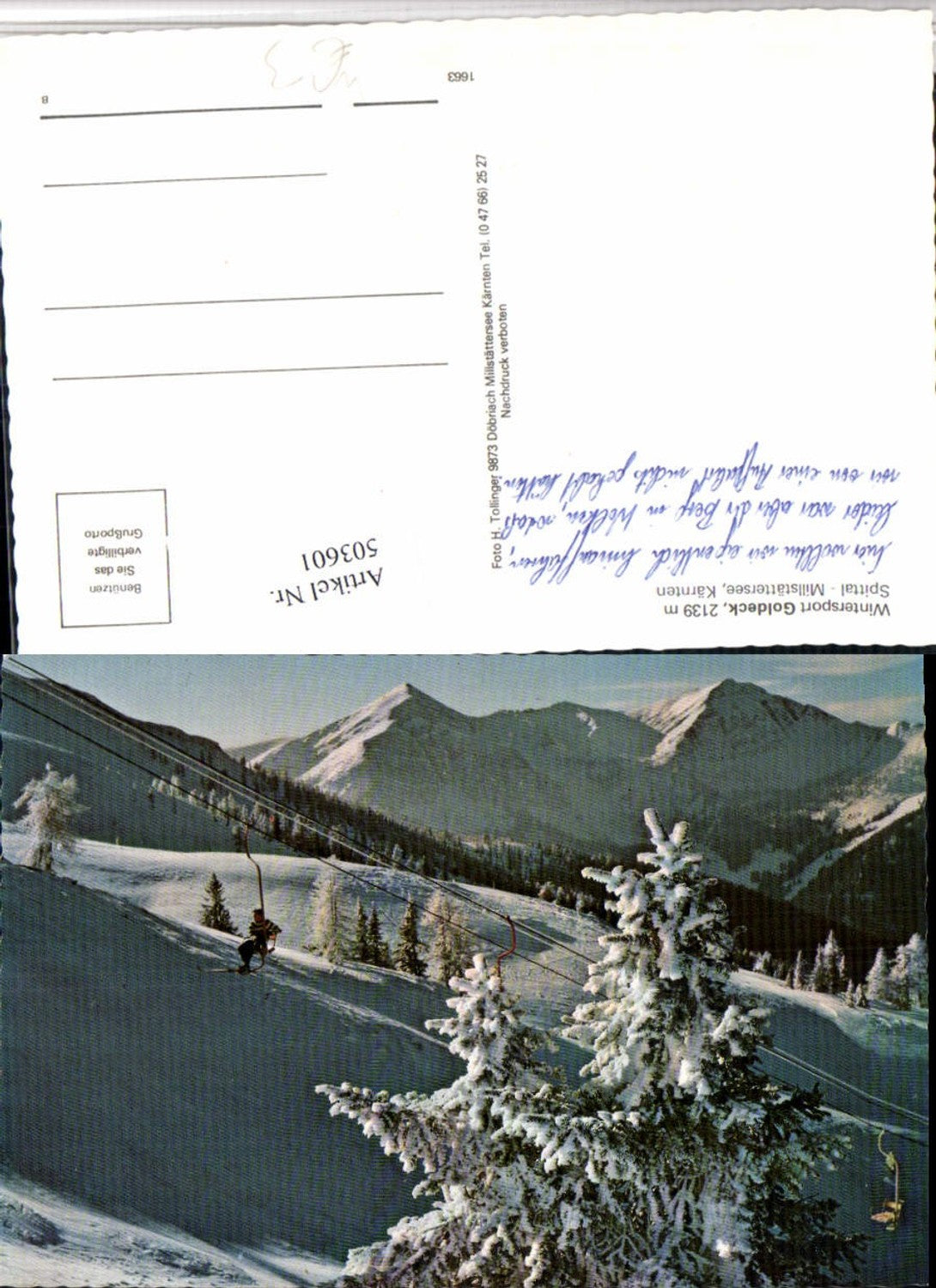 503601,Spittal am Millstättersee Goldeck Sessellift Bergkulisse Winterbild