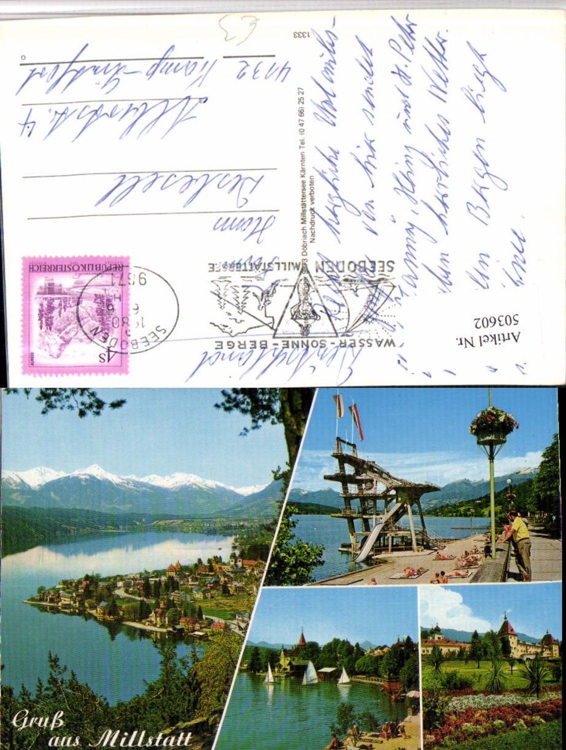 503602,Millstatt am See Totale Sprungturm Stift Mehrbildkarte
