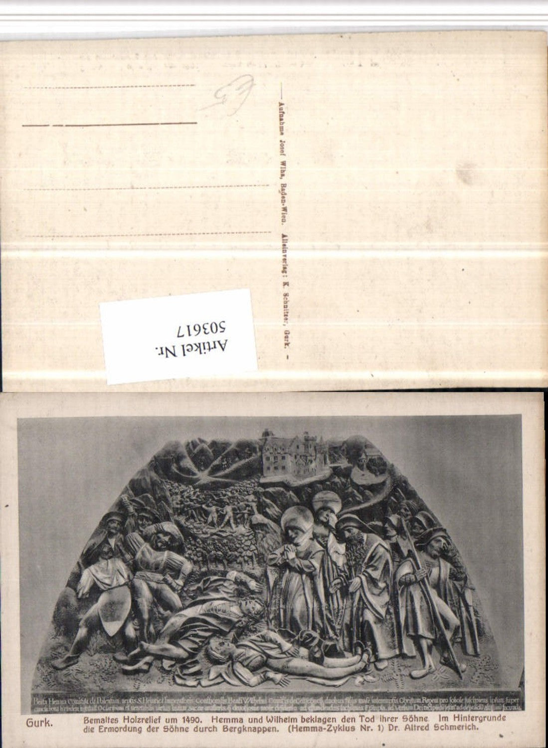 503617,Gurk Bemaltes Holzrelief Hemma Wilhelm beklagen Tod ihrer Söhne