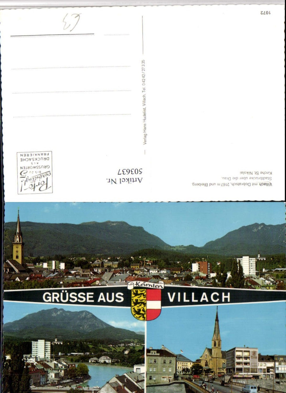 503637,Villach Teilansicht Brücke St. Nikolai Kirche Mehrbildkarte
