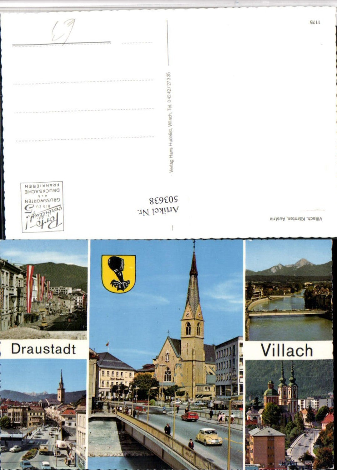 503638,Villach Teilansicht Brücke Kirche Mehrbildkarte