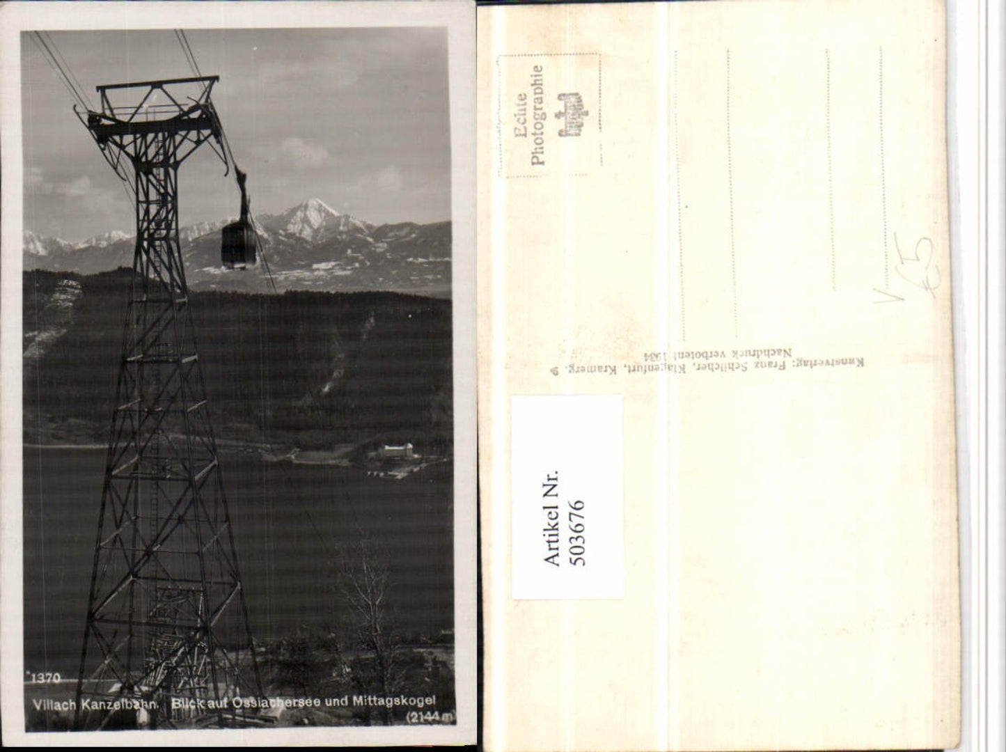 503676,Kanzelbahn Seilbahn b. Annenheim Bergkulisse pub F. Schilcher 1370