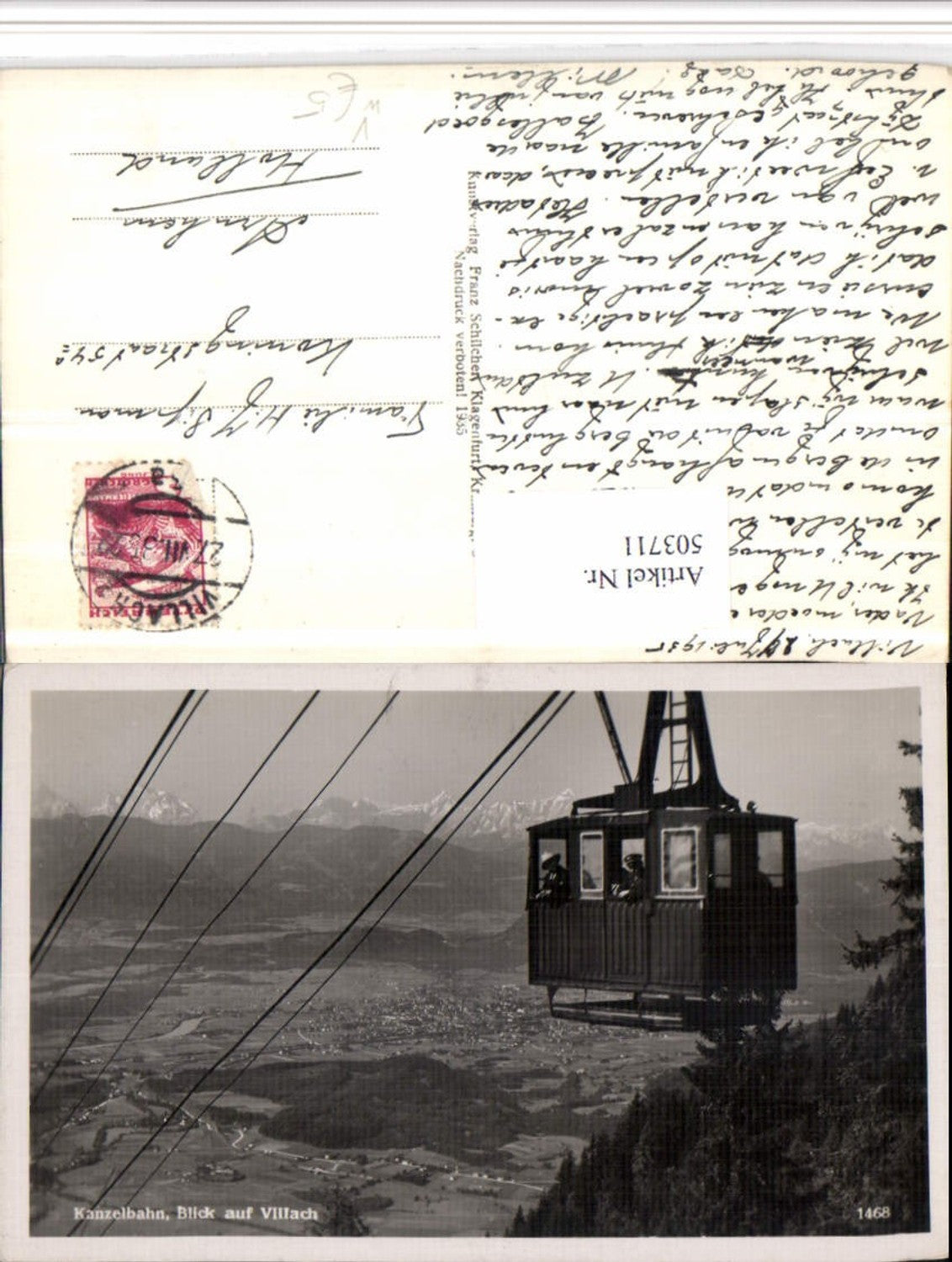 503711,Kanzelbahn Seilbahn Blick auf Villach Bergkulisse pub F. Schilcher 1468