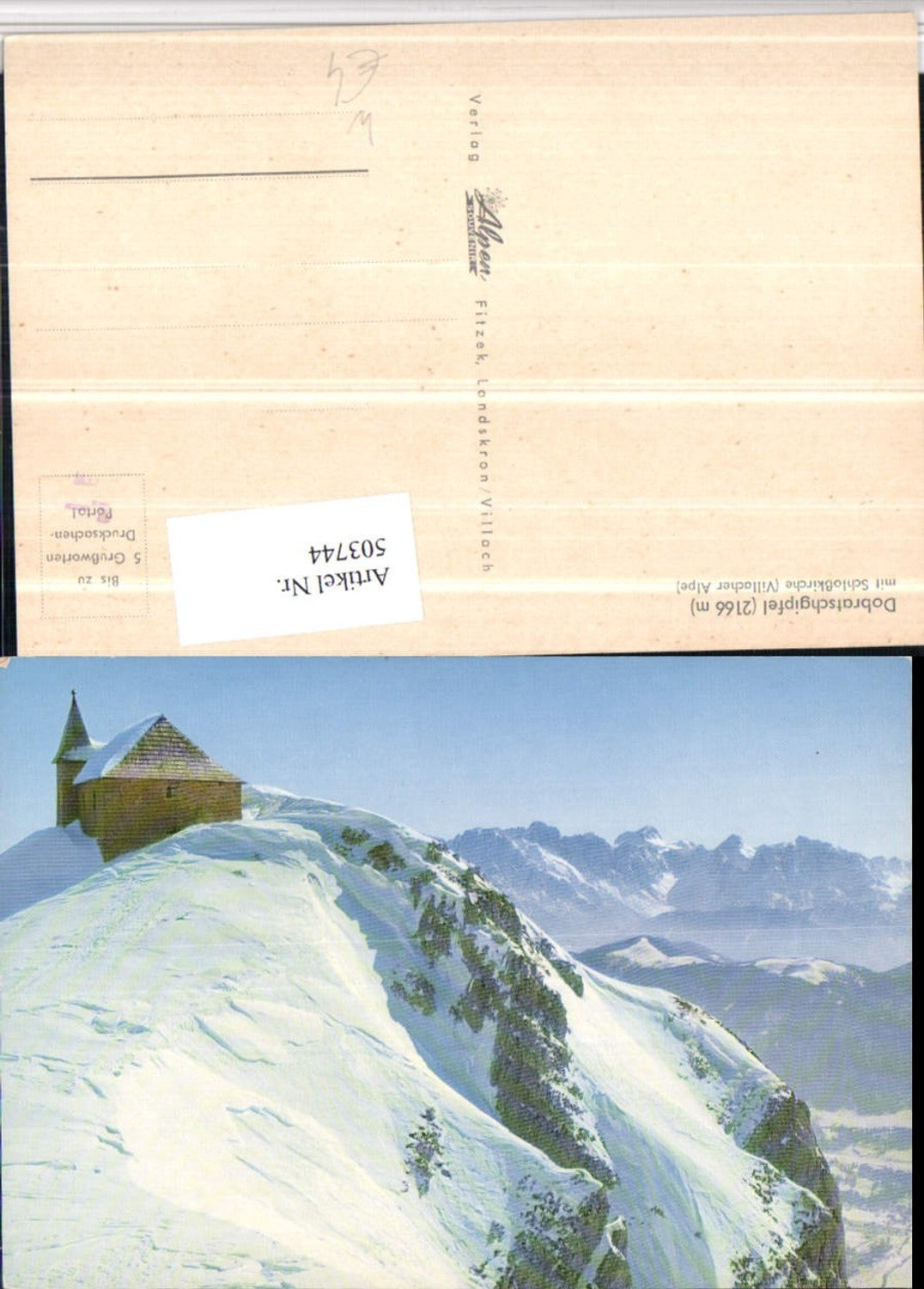 503744,Dobratsch Gipfel b. Bad Bleiberg Kirche Bergkulisse