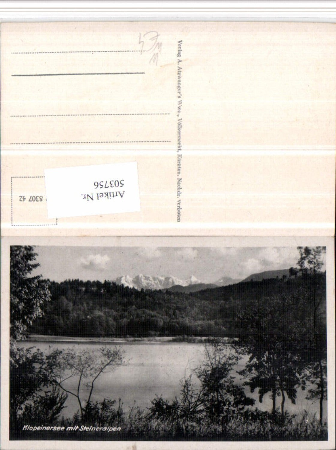 503756, Klopeinersee Lake near St. Kanzian with Steiner Alps mountain scenery