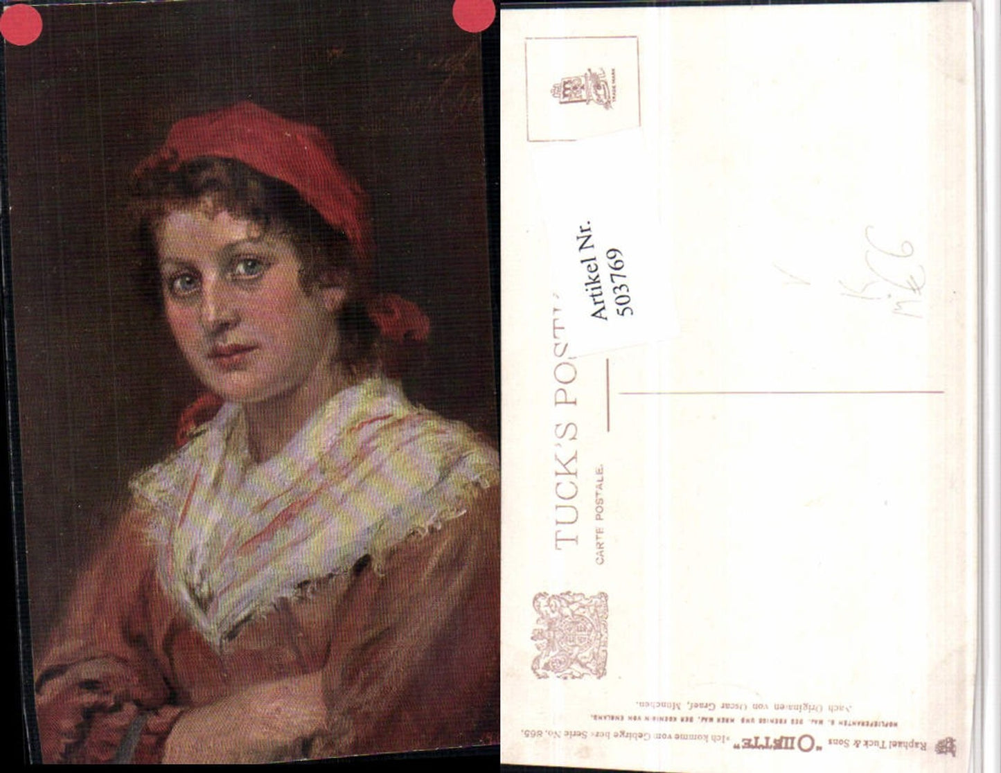 503769,Künstler AK Oscar Graef Frau Portrait pub Raphael Tuck 865