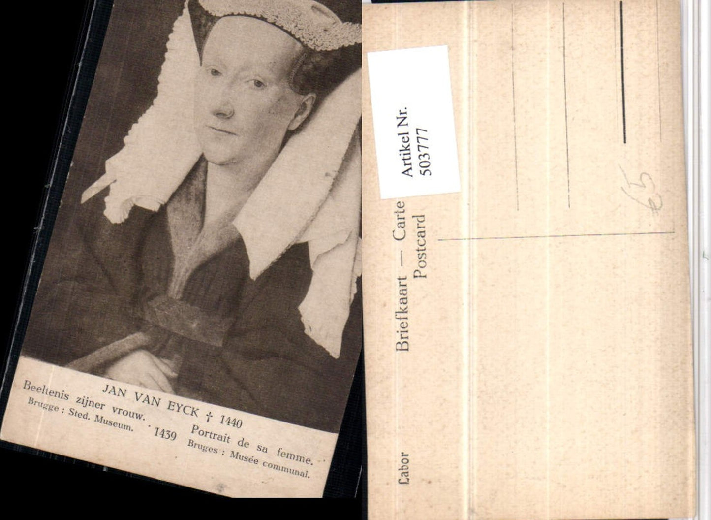 503777,Künstler AK Jan van Eyck Portrait de sa femme Frau Kopfschmuck