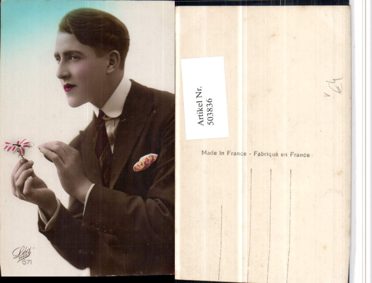 503836,Mann in Anzug Portrait Blume pub Leo Paris 671
