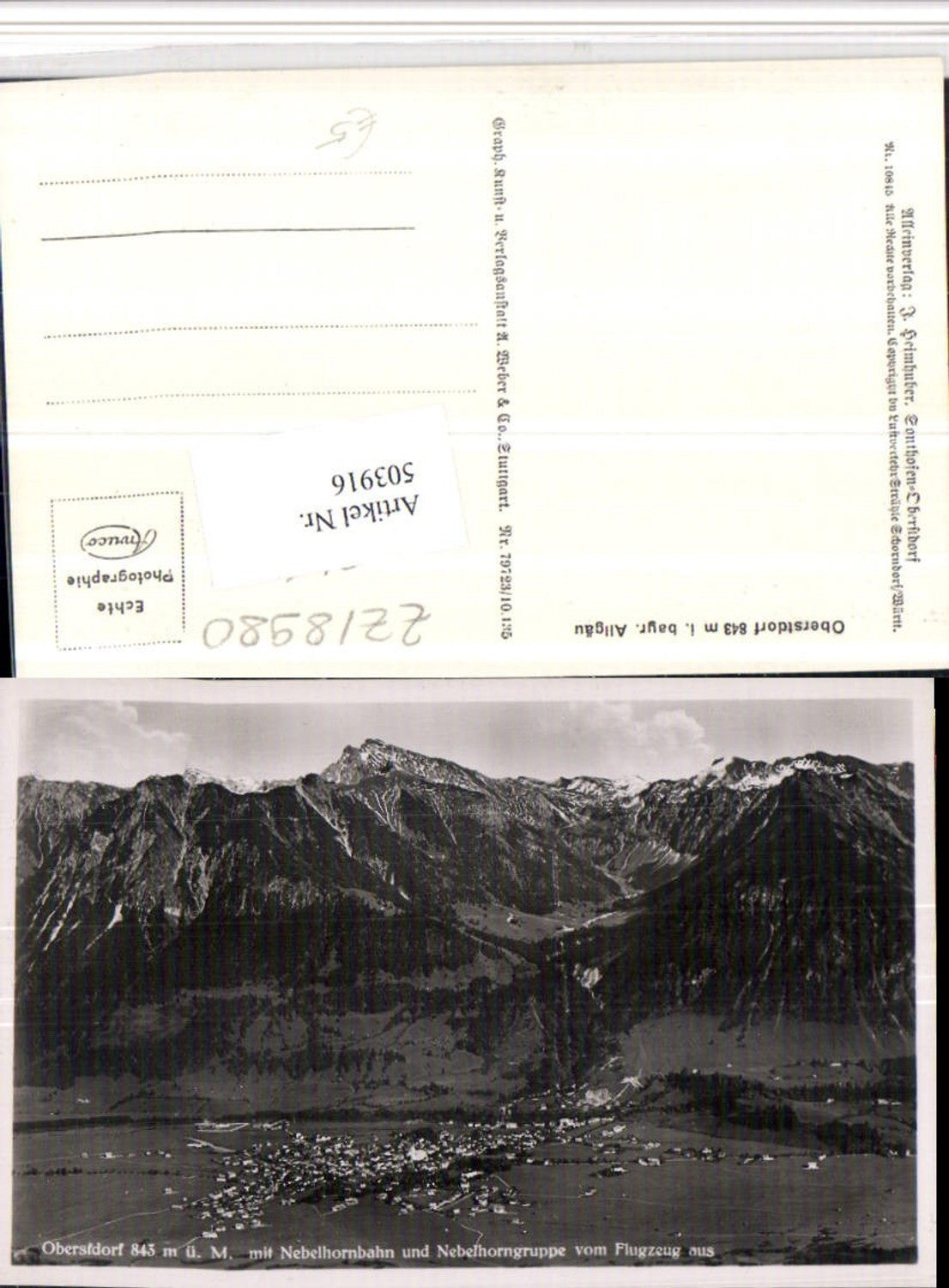 503916,Oberstdorf im Allgäu Totale m. Nebelhorn Bergkulisse Fliegeraufnahme