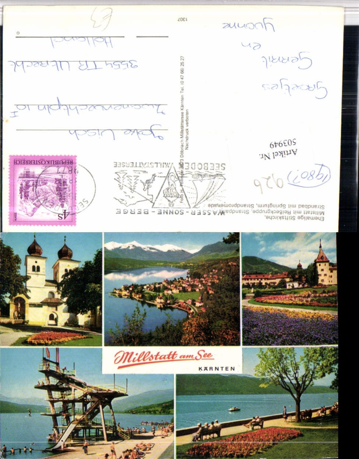 503949,Millstatt am See Totale Stift Kirche Springturm Mehrbildkarte