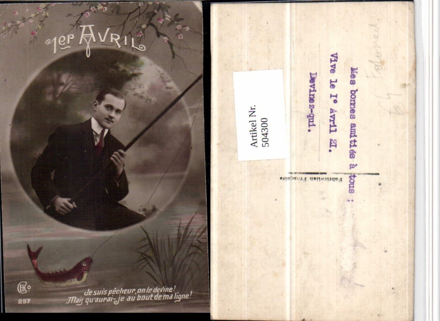 504300,1. April Fotomontage Mann Angel Fischer Fisch Spruch