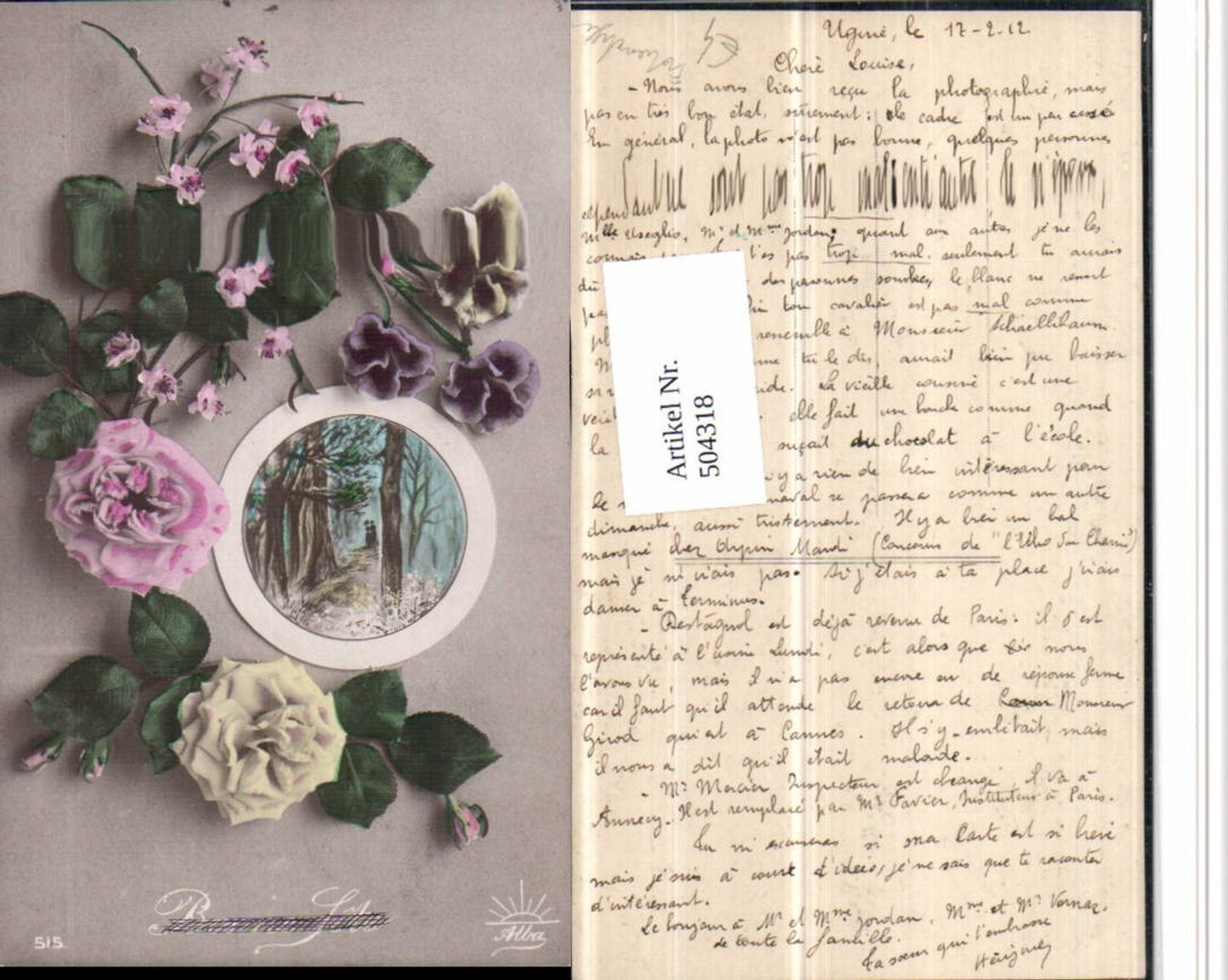 504318,Fotomontage Landschaft Wald Passepartout Blumen