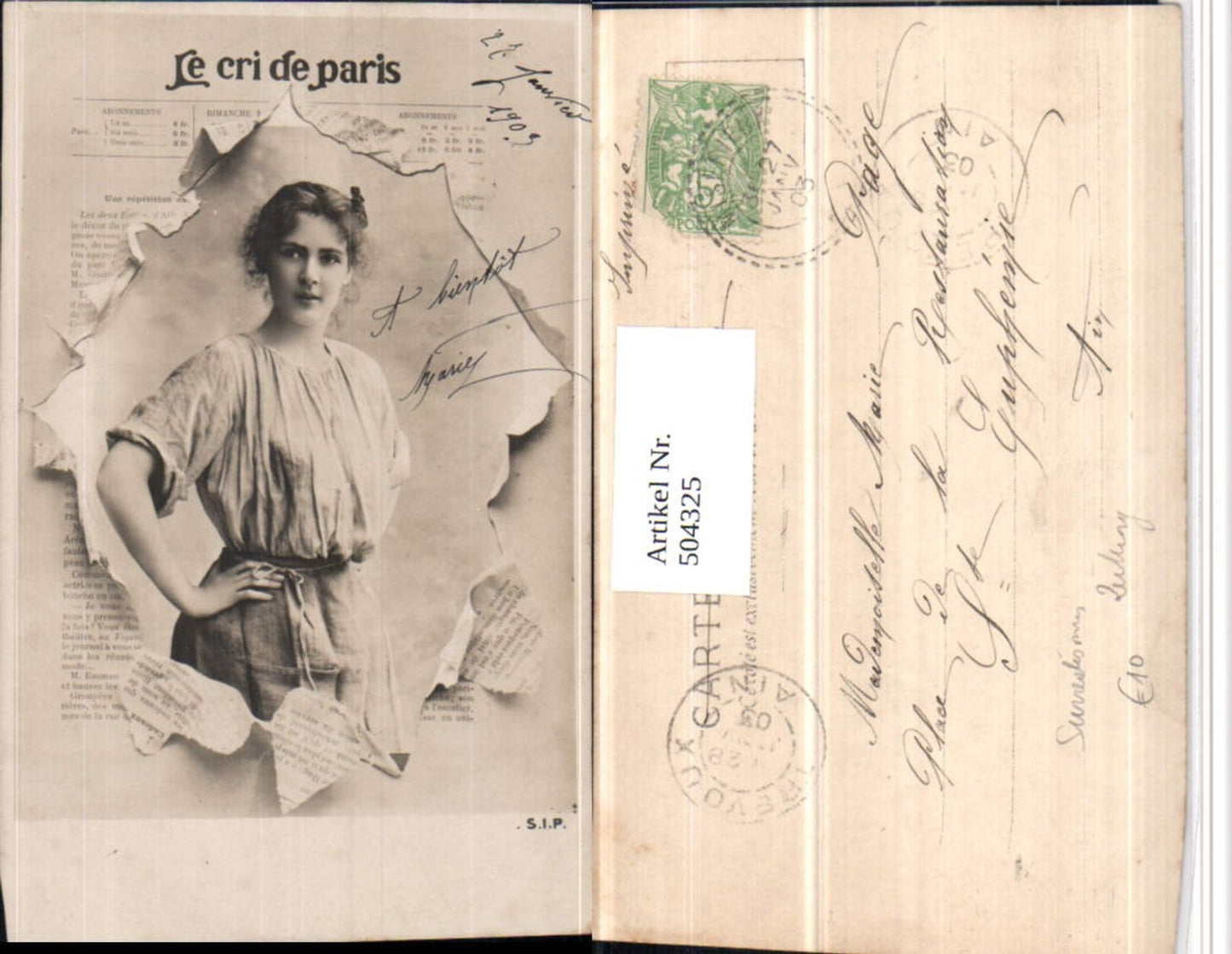 504325,Le cri de paris Surrealismus Fotomontage Frau Portrait Zeitung