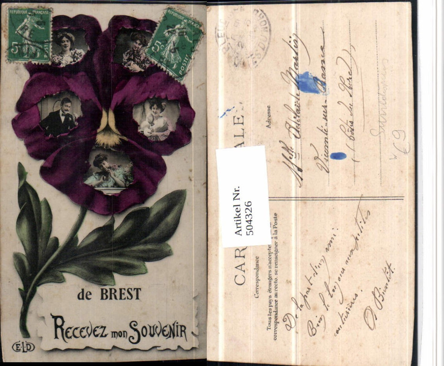 504326,Surrealismus Fotomontage Personen Portrait Stiefmütterchen Blume