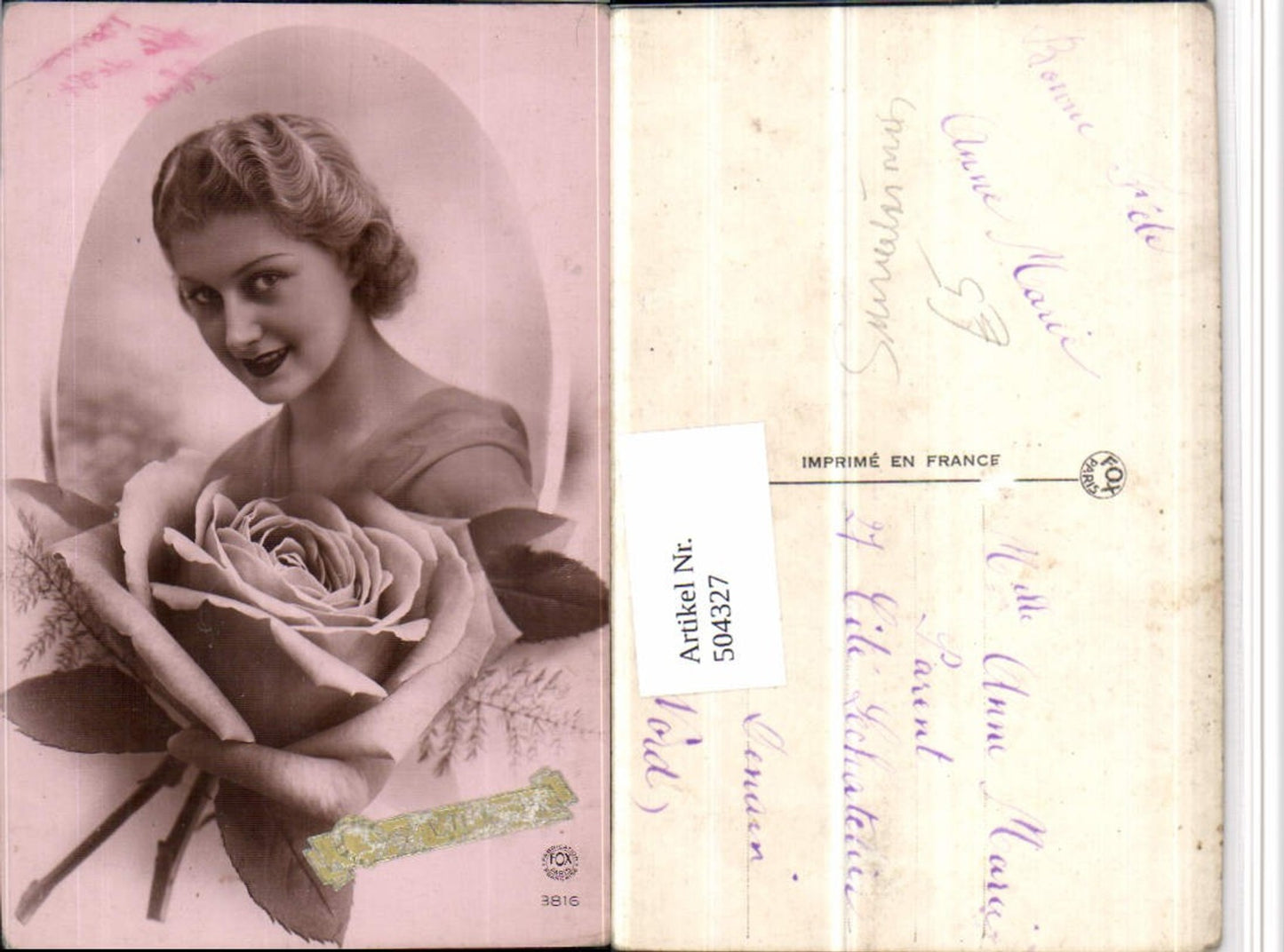 504327,Ste Catherine Surrealismus Fotomontage Frau Portrait Rose pub FOX 3816