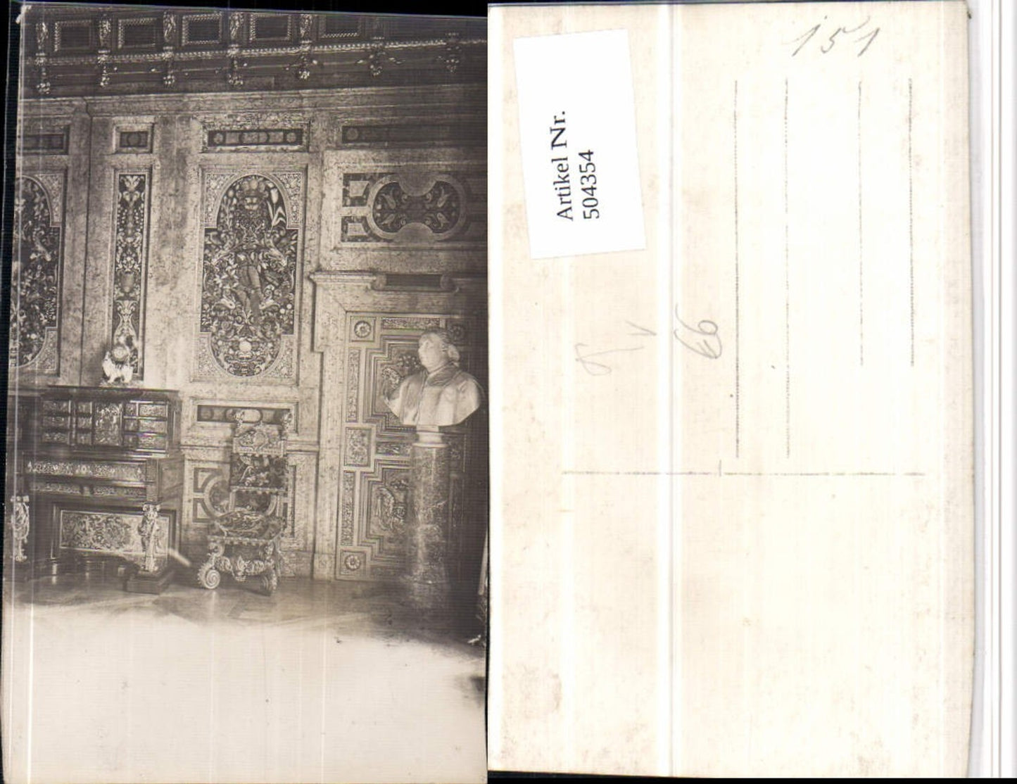 504354,Foto G. Pettendorfer München Schloss Ansbach Büste Stuhl Sessel
