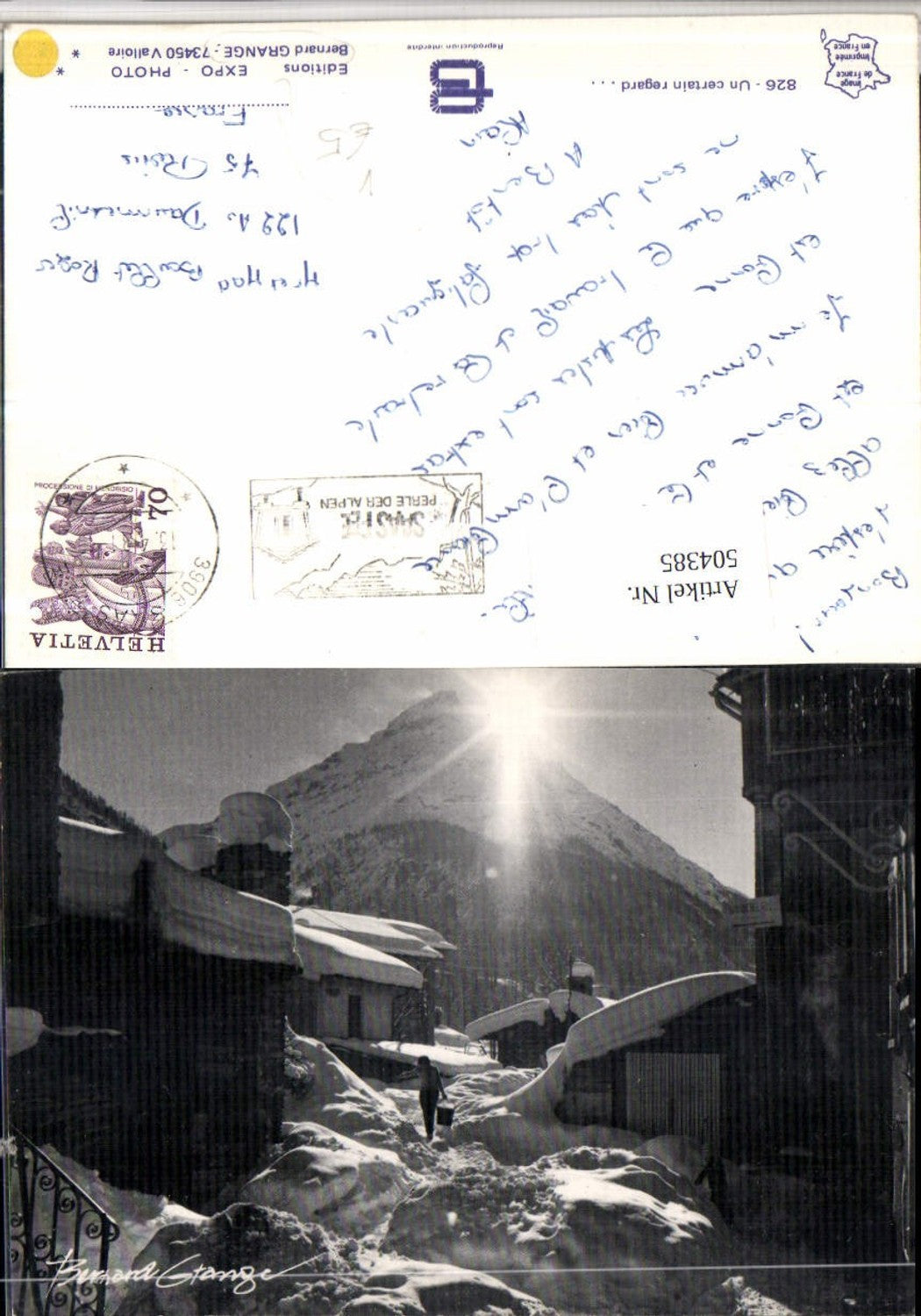 504385,Fotokunst Bernard Grange Valloire Winterdorf Bergkulisse