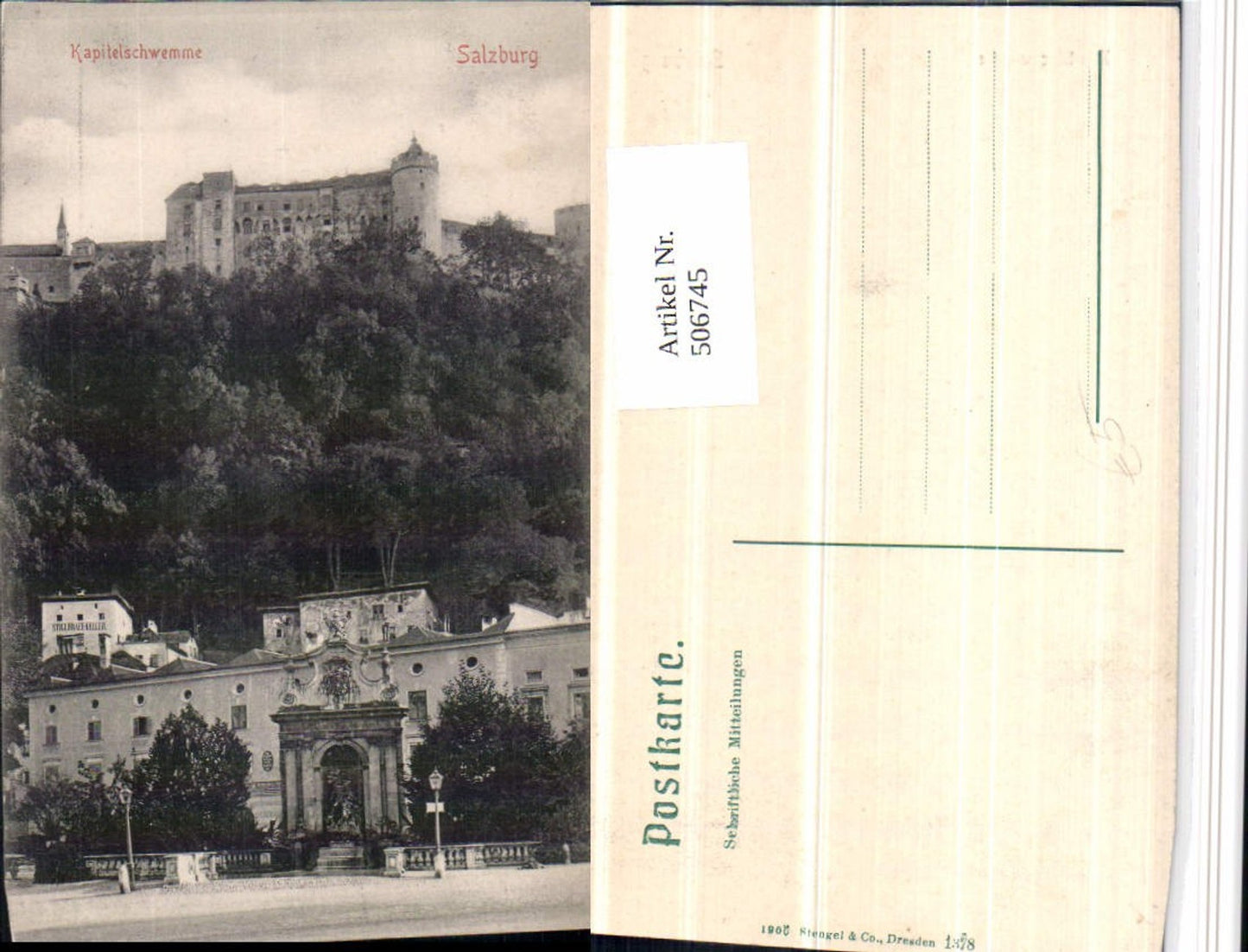 506745,Salzburg Kapitelschwemme m. Festung pub Stengel & Co 1378