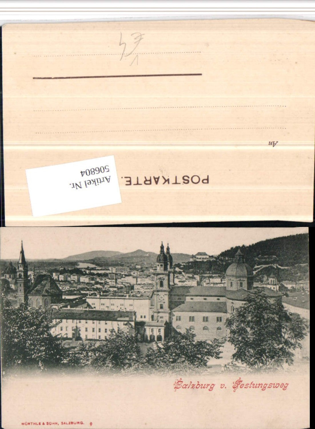 506804,Salzburg Teilansicht von d. Festung pub Würthle & Sohn
