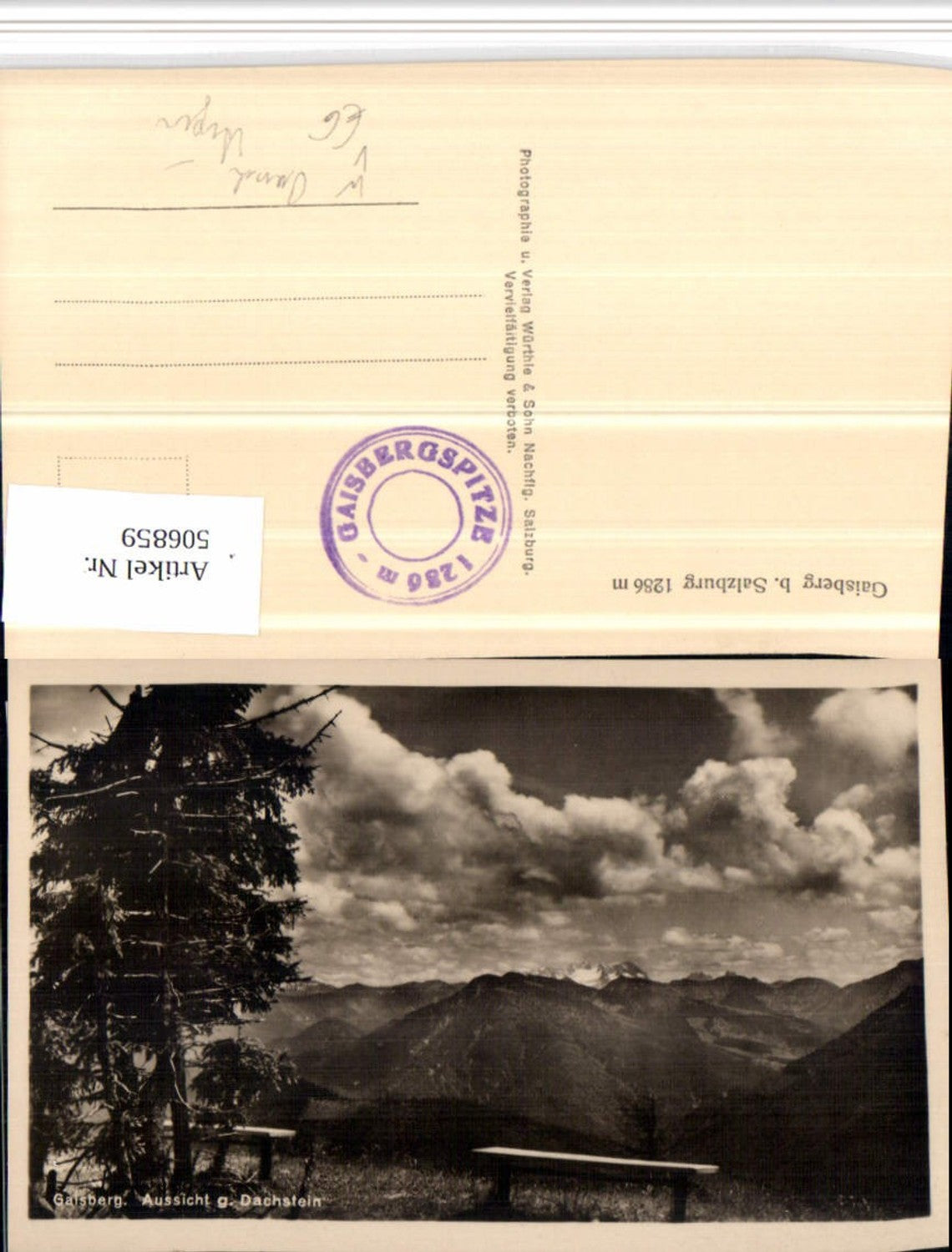 506859,Salzburg Gaisberg Aussicht geg. Dachstein Bergkulisse pub Würthle & Sohn