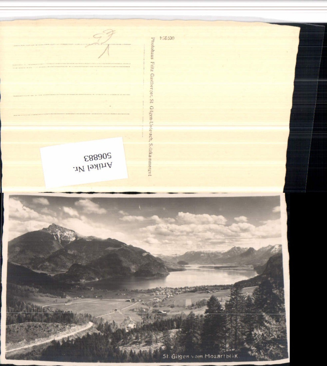 506883, St. Gilgen, view from Mozartblick, mountain scenery, pub Fritz Gastberger