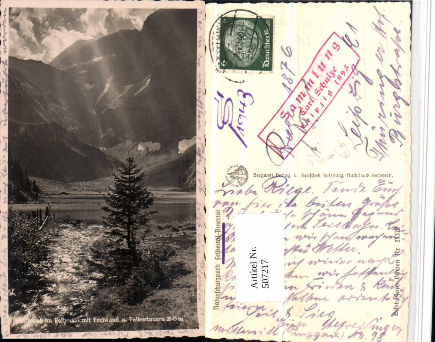 507217,Hintersee Felbertal b. Mittersill Bergkulisse Sammlung Carl Schulze Stempel
