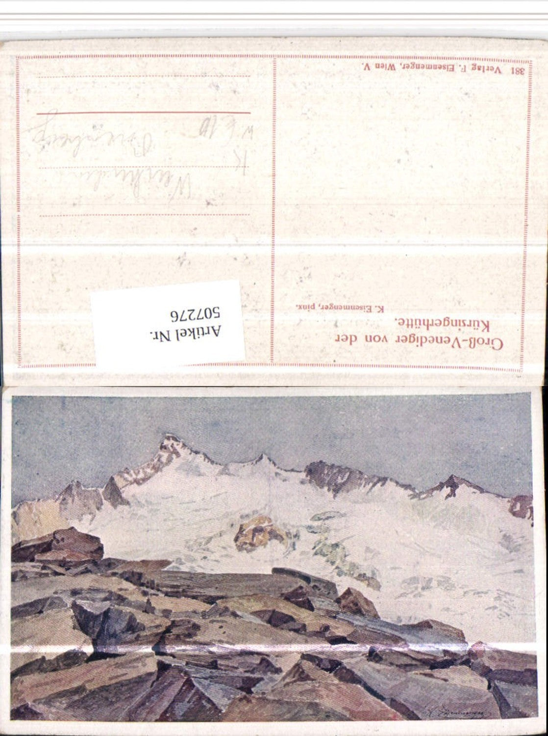 507276,Künstler AK K. Eisenmenger Großvenediger b. Neukirchen Bramberg