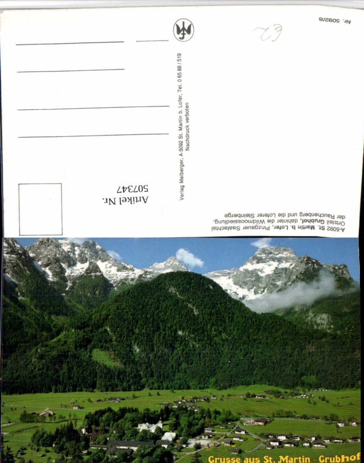 507347,St. Martin bei Lofer Totale m. Grubhof Bergkulisse