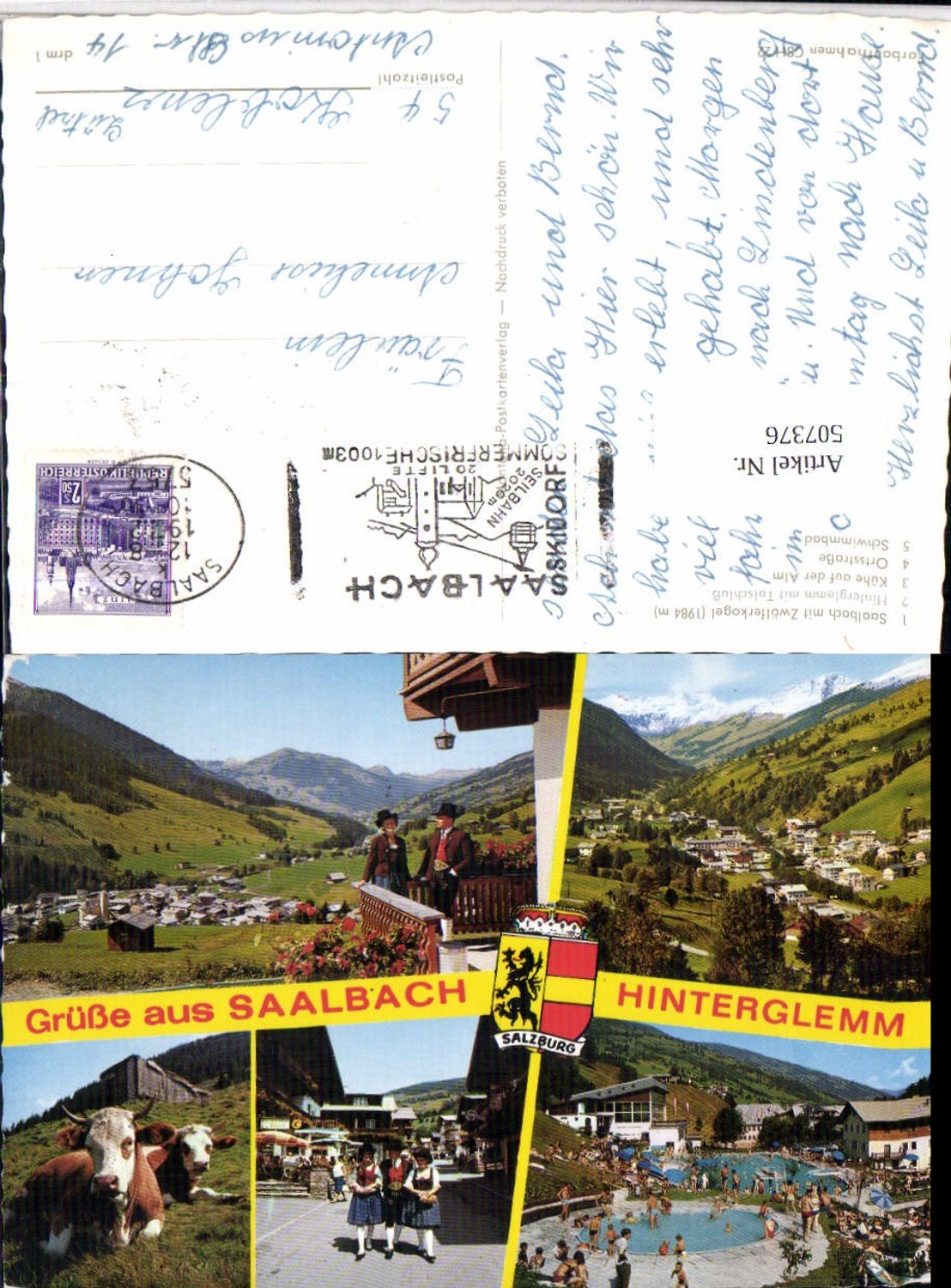 507376,Saalbach Hinterglemm Totale Schwimmbad Tracht Mehrbildkarte