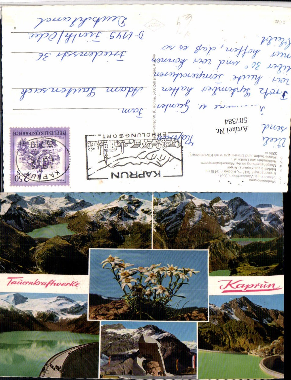 507384,Kaprun Tauernkraftwerk Stausee Talsperre Denkmal Mehrbildkarte