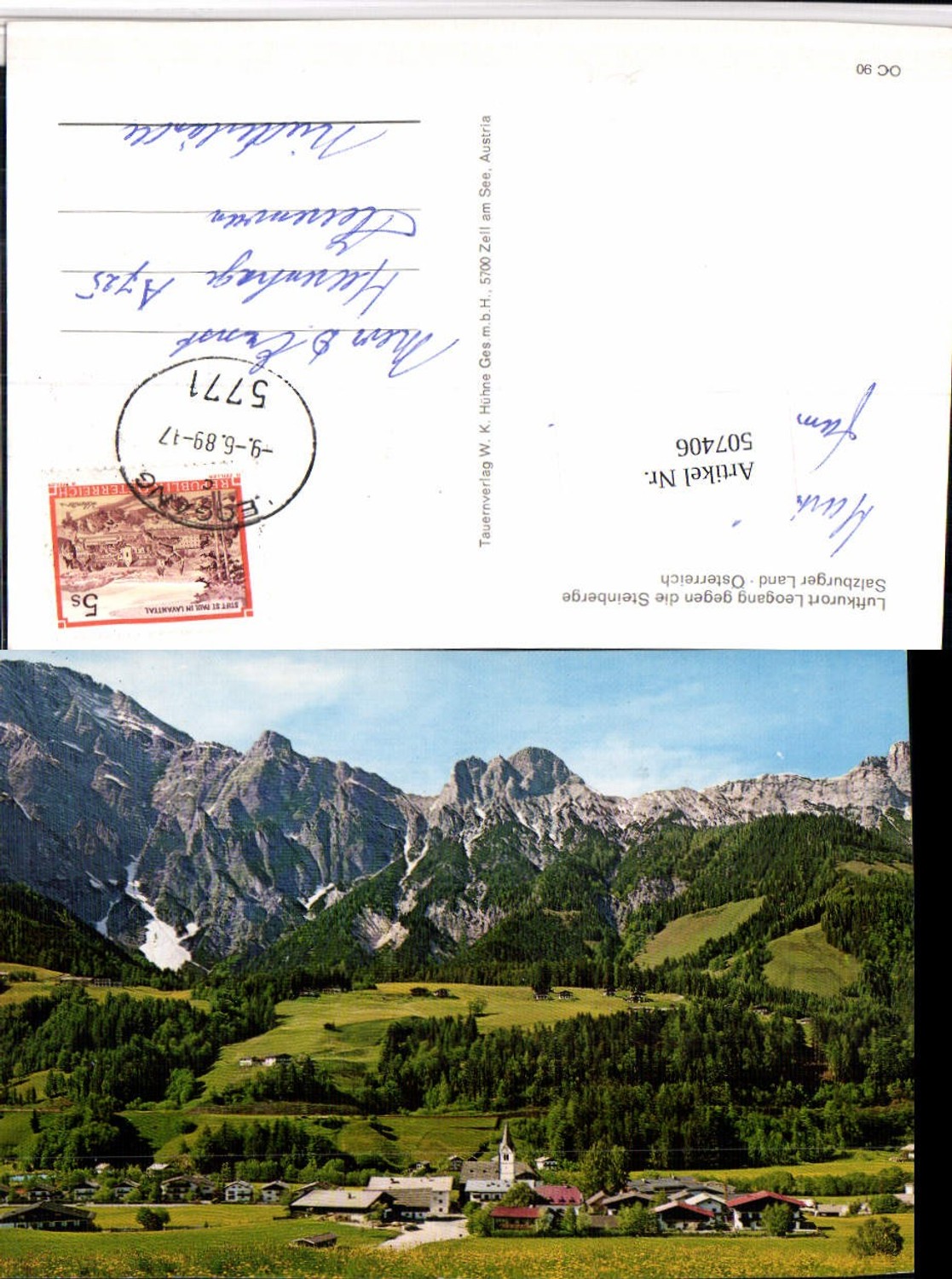 507406,Leogang Totale geg. Steinberge Bergkulisse