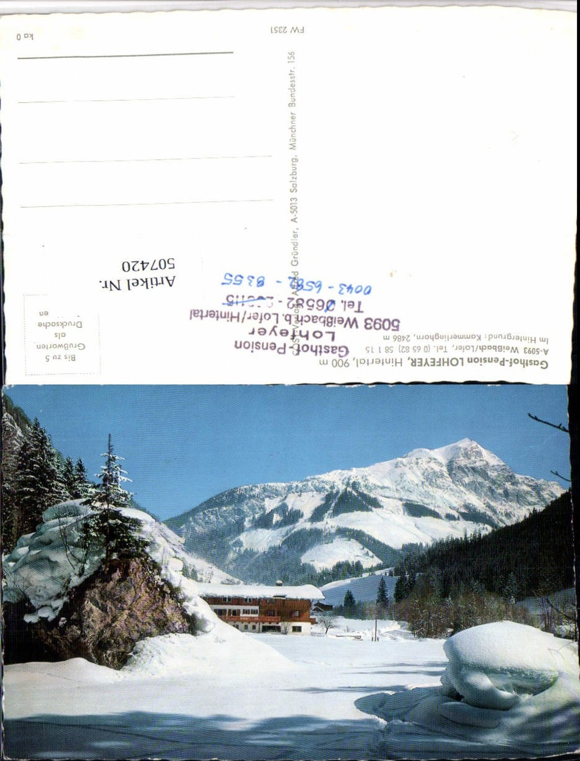 507420,Weißbach b. Lofer Gasthof Pension Lohfeyer Bergkulisse Winterbild