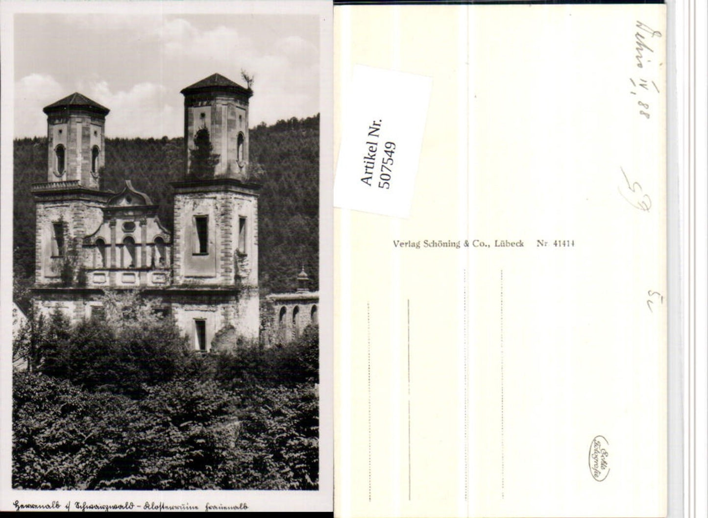 507549,Herrenalb im Schwarzwald Klosterruine Kirche Türme