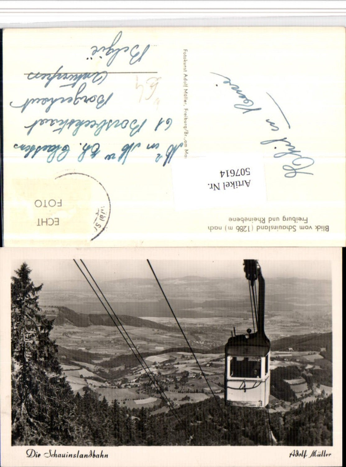 507614,Blick vom Schauinsland b. Freiburg Seilbahn pub Adolf Müller