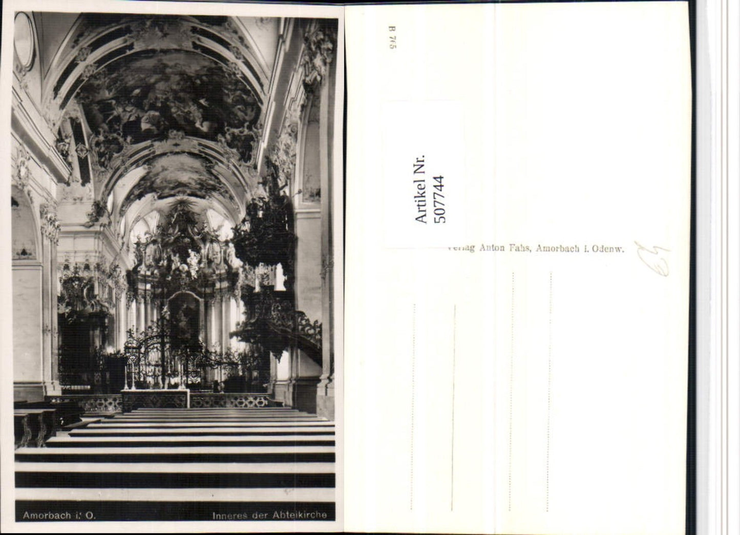 507744,Amorbach Abteikirche Kirche Innenansicht Kanzel