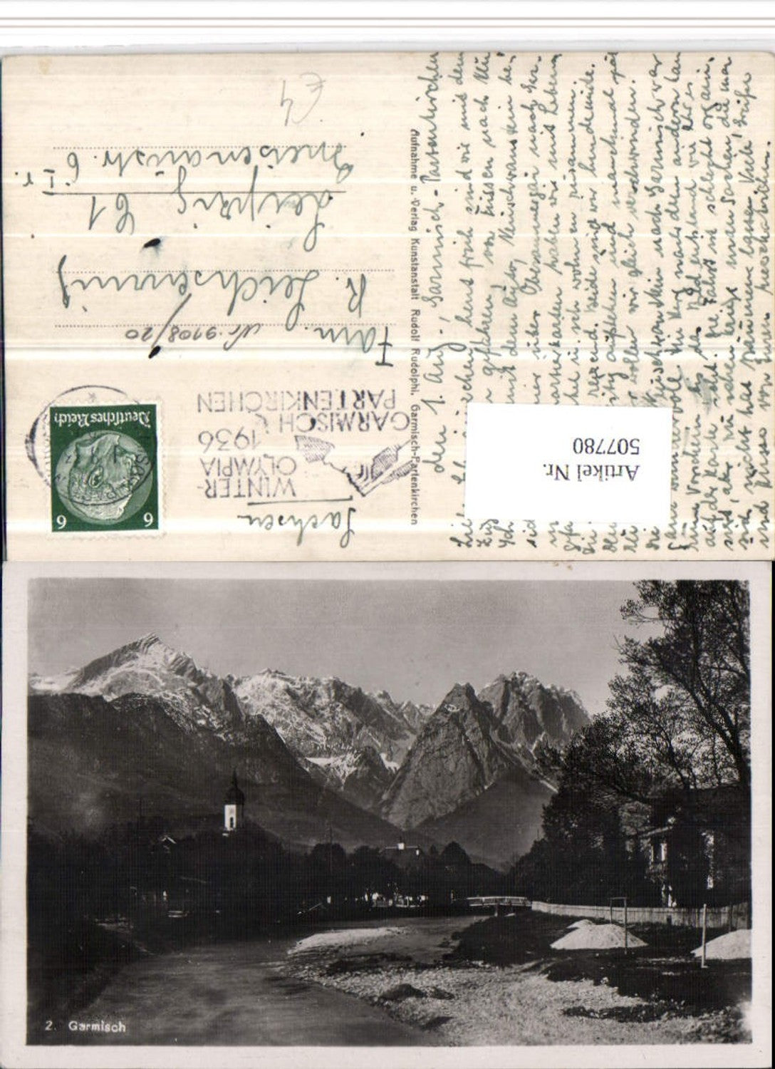 507780,Garmisch Teilansicht Fluss Bergkulisse