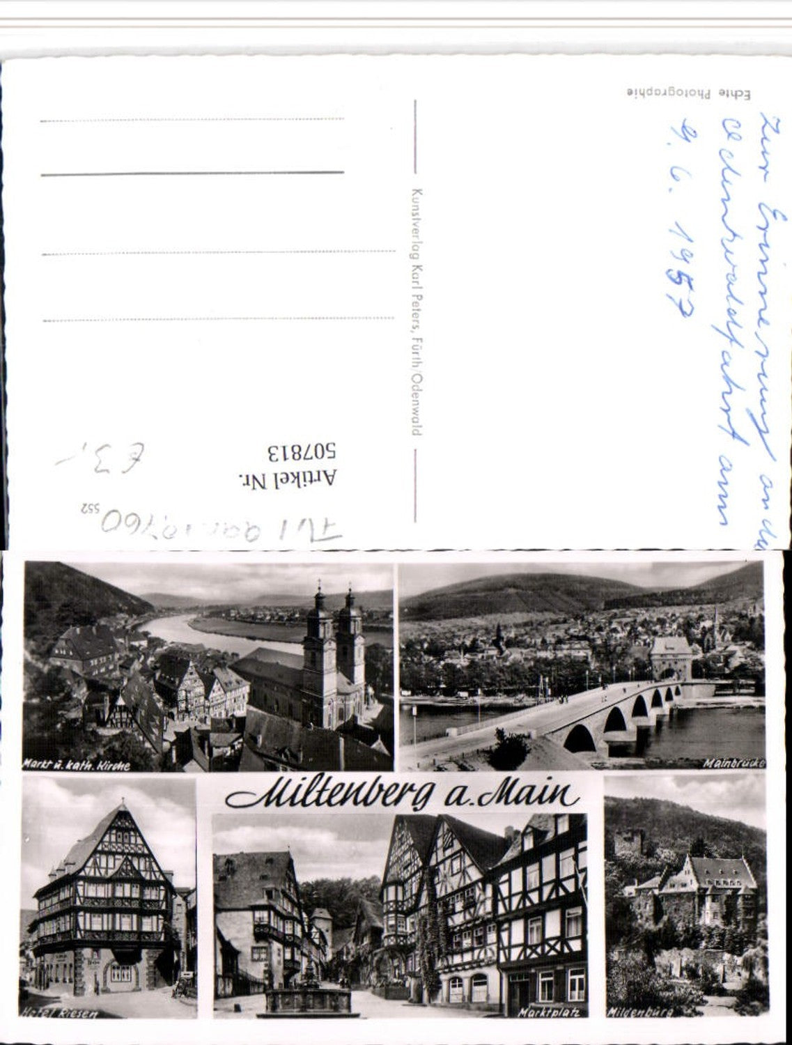 507813,Miltenberg am Main Totale Kirche Brücke Hotel Riesen Mehrbildkarte
