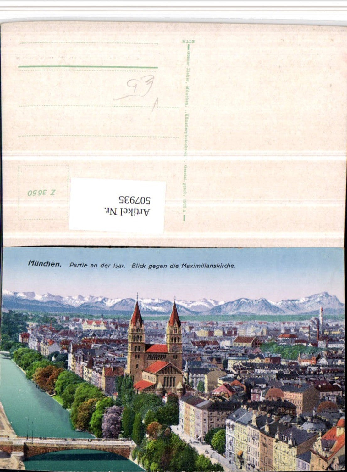 507935,München Teilansicht Partie an d. Isar Kirche pub Ottmar Zieher 3650